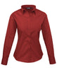 Premier Women's Poplin Long Sleeve Blouse - Burgundy