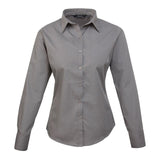 Premier Women's Poplin Long Sleeve Blouse - Dark Grey