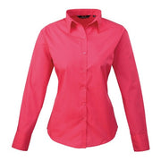 Premier Women's Poplin Long Sleeve Blouse - Hot Pink