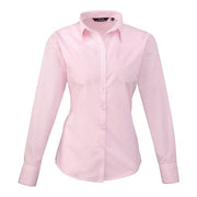 Premier Women's Poplin Long Sleeve Blouse - Pink