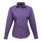 Premier Women's Poplin Long Sleeve Blouse - Purple