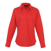 Premier Women's Poplin Long Sleeve Blouse - Red