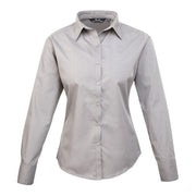 Premier Women's Poplin Long Sleeve Blouse - Silver