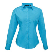 Premier Women's Poplin Long Sleeve Blouse - Turquoise