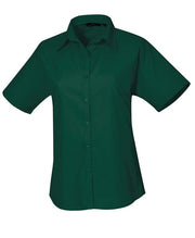 Premier Women's Short Sleeve Poplin Blouse - Bottle