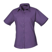 Premier Women's Short Sleeve Poplin Blouse - Purple
