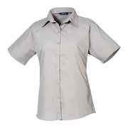Premier Women's Short Sleeve Poplin Blouse - Silver