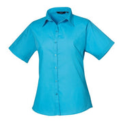 Premier Women's Short Sleeve Poplin Blouse - Turquoise