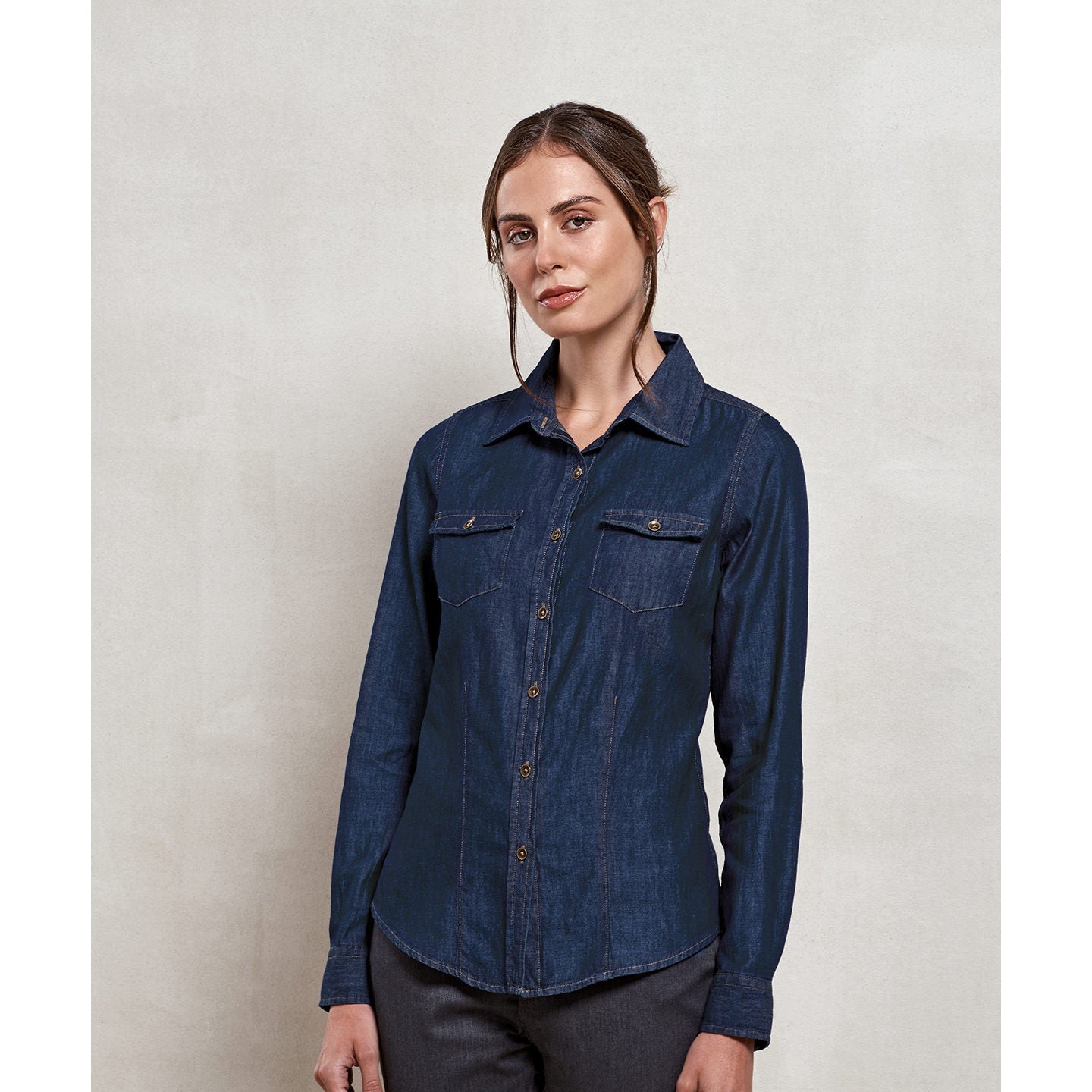 Premier Women's Jeans Stitch Denim Shirt