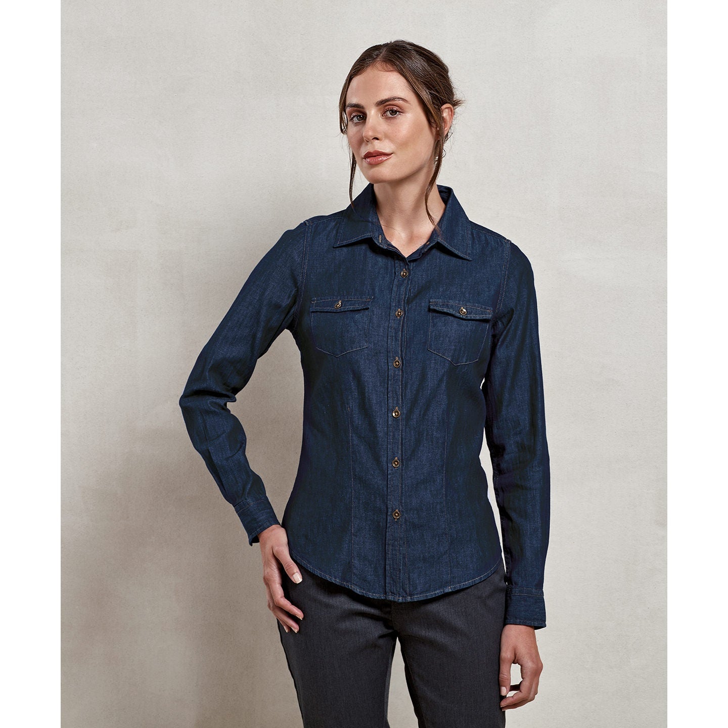 Premier Women's Jeans Stitch Denim Shirt