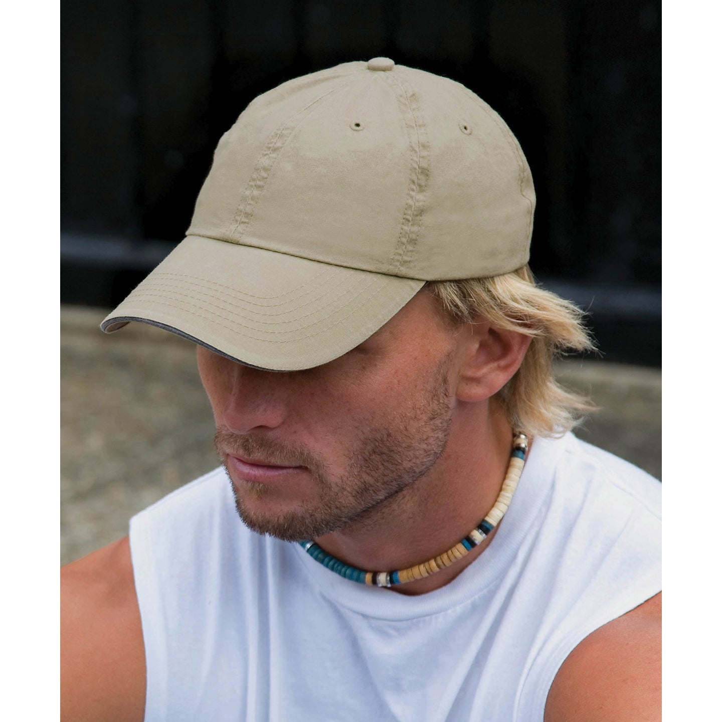 Result Headwear Washed Fine Line Cotton Cap With Sandwich Peak