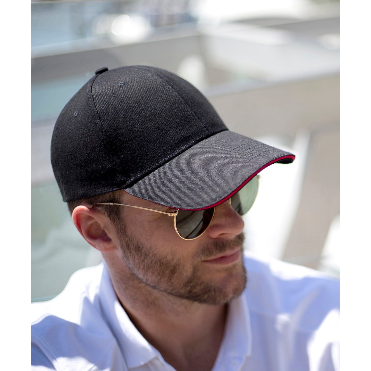 Result Headwear Memphis Brushed Cotton Low-Profile Sandwich Peak Cap