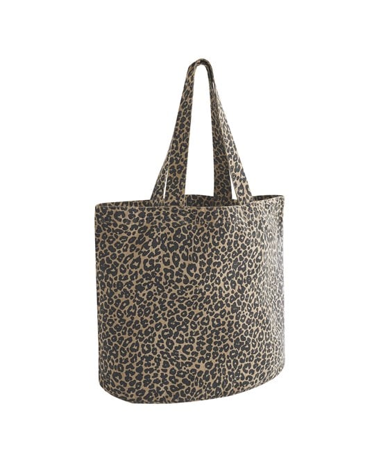 Westford Mill WM335 Leopard Print Canvas Shopper
