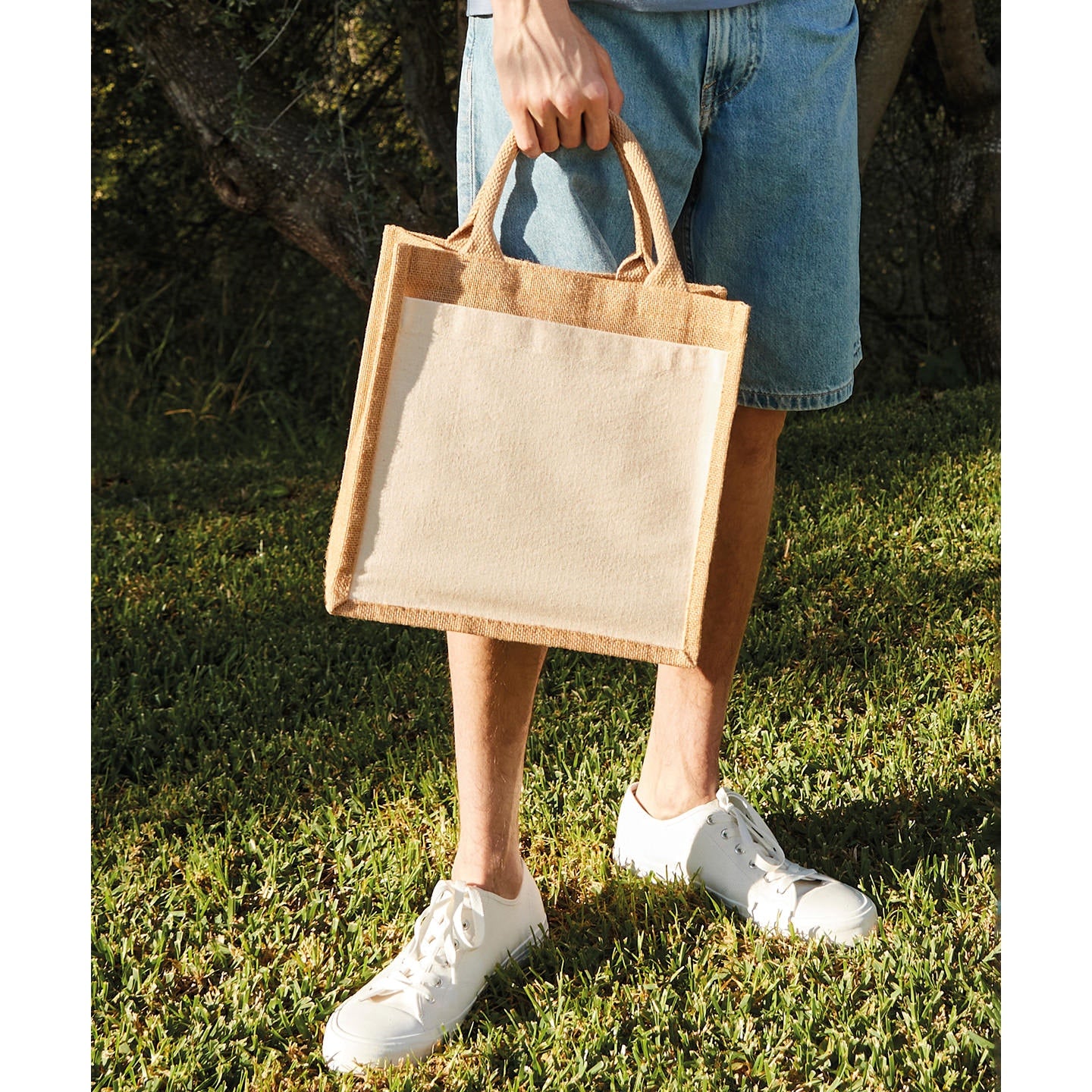 Westford Mill Cotton Pocket Jute Midi Tote