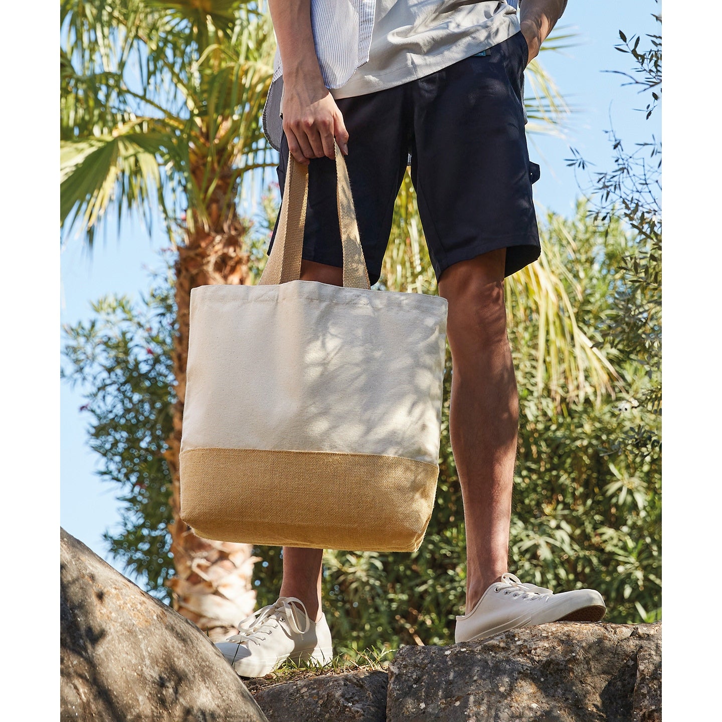 Westford Mill Jute Base Canvas Tote