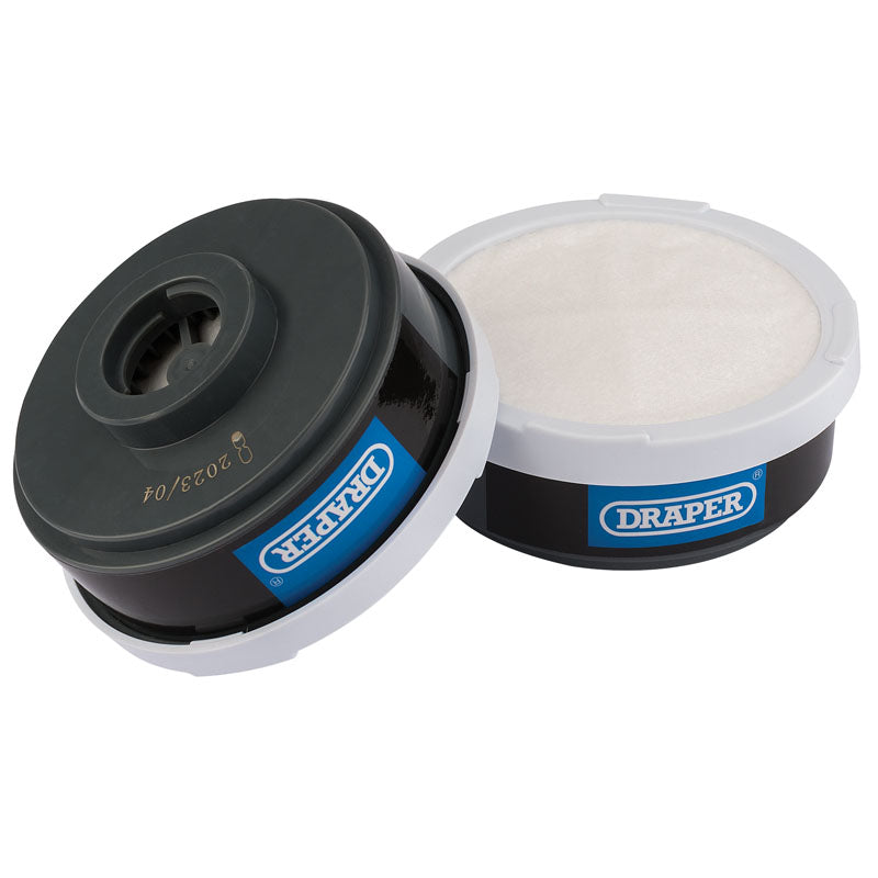 Draper Spare A1P2 Filters (2) for Combined Vapour and Dust Respirator 03030