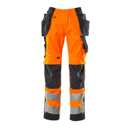 Mascot Safe Supreme Wigan Craftsmen's Trousers - Hi-Vis Orange/Dark Navy Blue