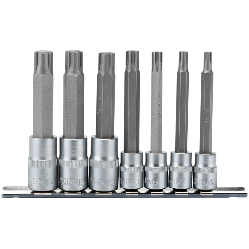 Draper 3/8", 1/2" Sq. Dr. Ribe® Socket Bit Set (7 piece)