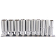 Draper 3/8" Square Drive Deep Socket Set on Metal Rail (10 Piece)