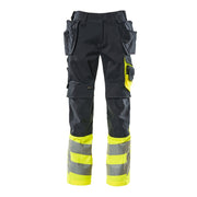 Mascot Safe Supreme Trousers with Holster Pockets #colour_dark-navy-hi-vis-yellow