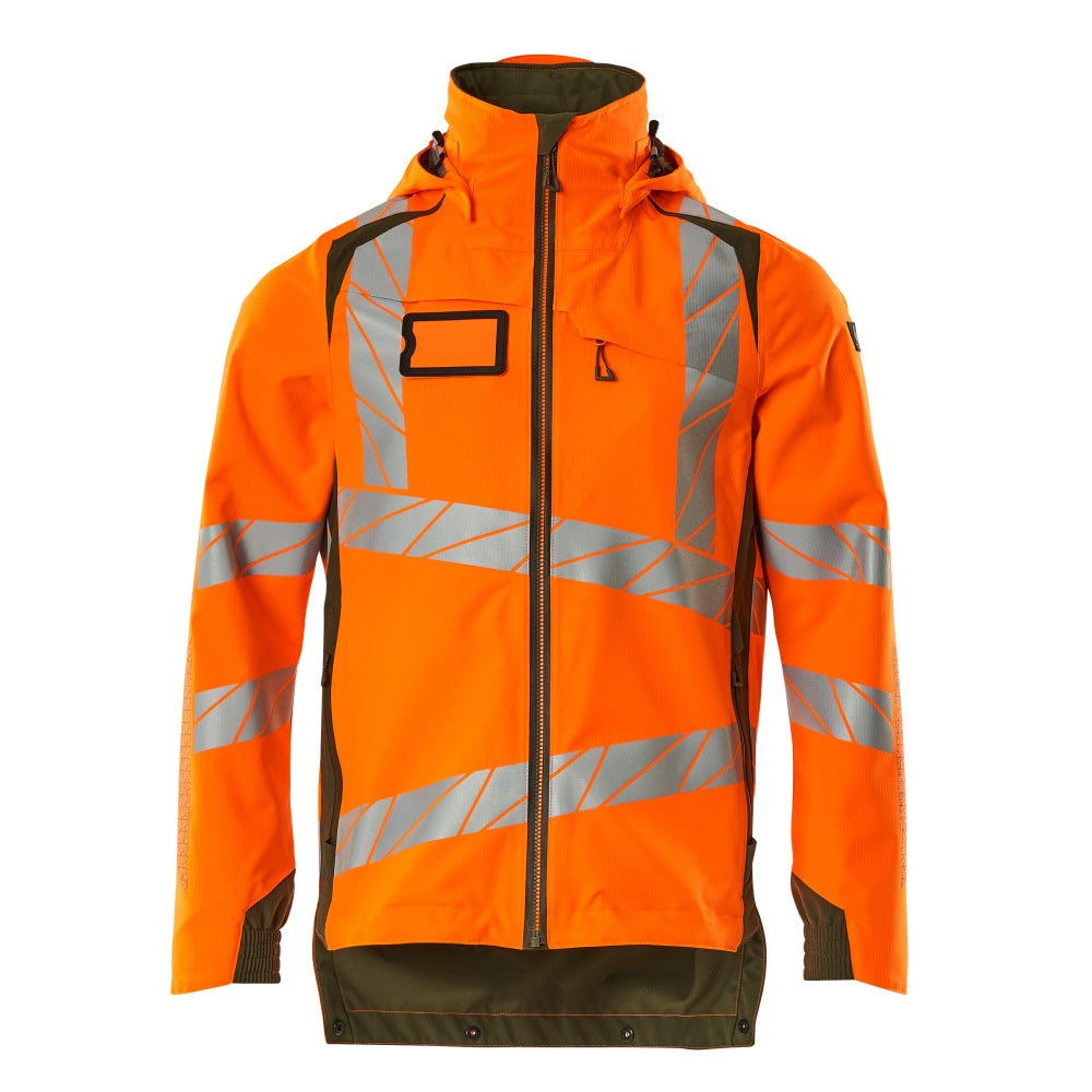Mascot Accelerate Safe Lightweight Lined Outer Shell Jacket #colour_hi-vis-orange-moss-green