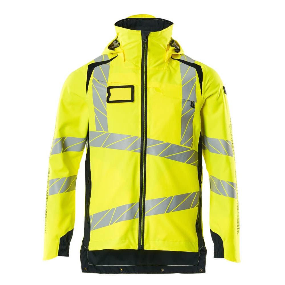 Mascot Accelerate Safe Lightweight Lined Outer Shell Jacket #colour_hi-vis-yellow-dark-navy