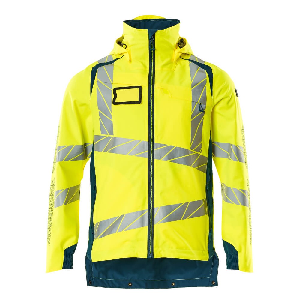 Mascot Accelerate Safe Lightweight Lined Outer Shell Jacket #colour_hi-vis-yellow-dark-petroleum