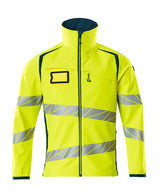 Mascot Accelerate Safe Softshell Jacket #colour_hi-vis-yellow-dark-petroleum