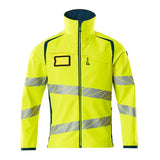 Mascot Accelerate Safe Softshell Jacket #colour_hi-vis-yellow-dark-petroleum