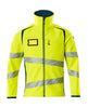 Mascot Accelerate Safe Softshell Jacket #colour_hi-vis-yellow-dark-petroleum
