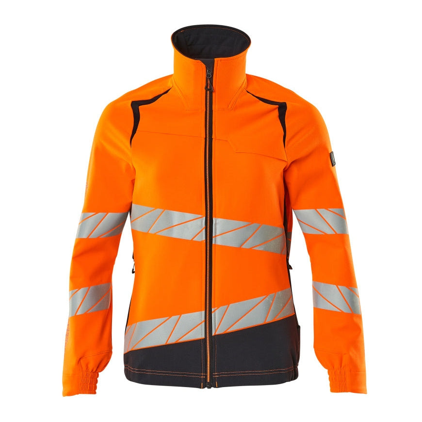 Mascot Accelerate Safe Ladies Fit Ultimate Stretch Work Jacket #colour_hi-vis-orange-dark-navy