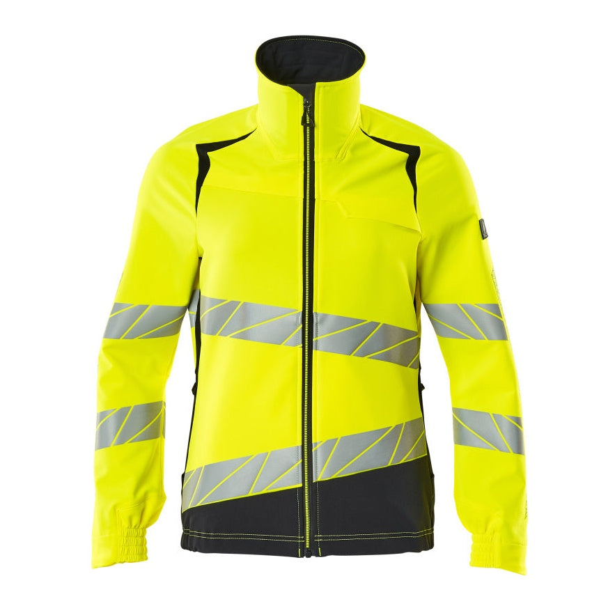 Mascot Accelerate Safe Ladies Fit Ultimate Stretch Work Jacket #colour_hi-vis-yellow-dark-navy