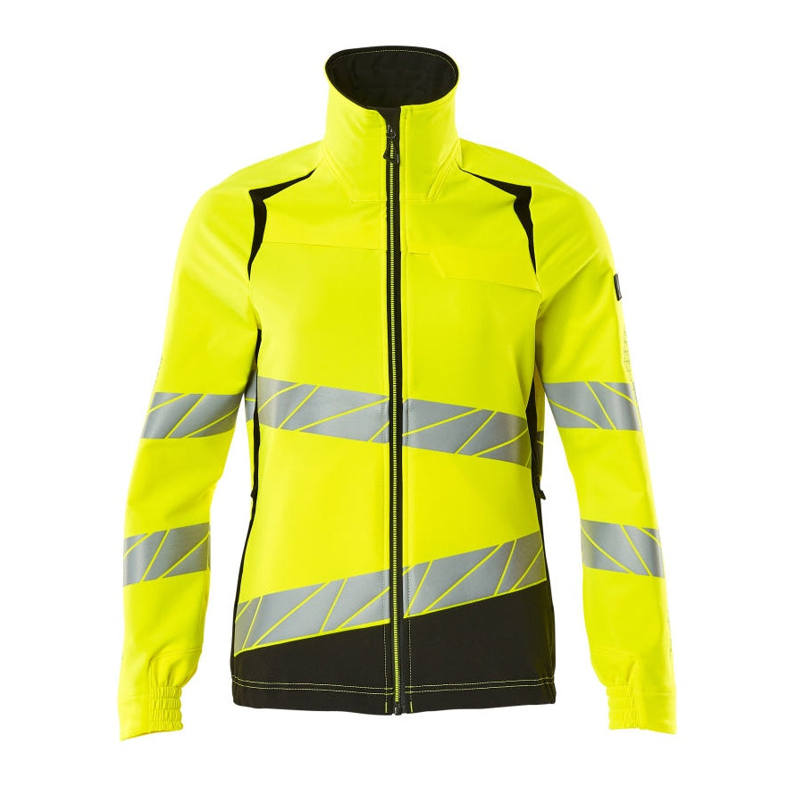 Mascot Accelerate Safe Ladies Fit Ultimate Stretch Work Jacket #colour_hi-vis-yellow-black