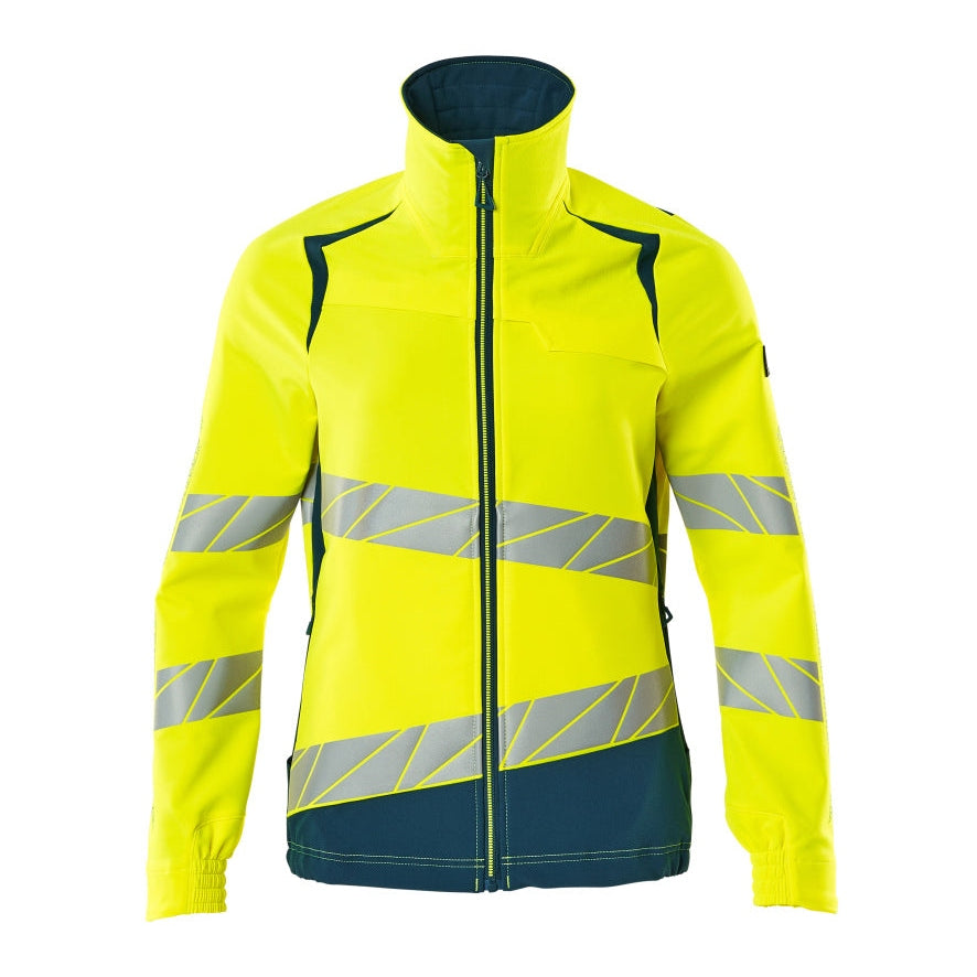 Mascot Accelerate Safe Ladies Fit Ultimate Stretch Work Jacket #colour_hi-vis-yellow-dark-petroleum