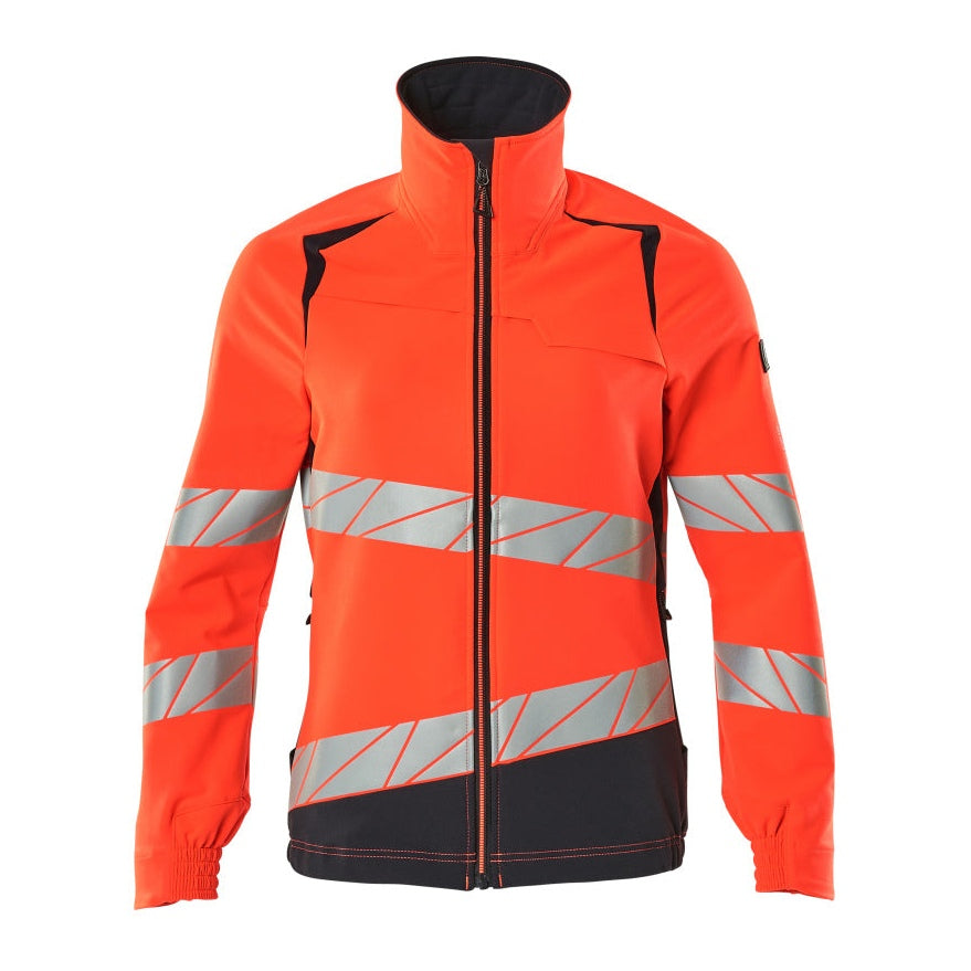 Mascot Accelerate Safe Ladies Fit Ultimate Stretch Work Jacket #colour_hi-vis-red-dark-navy