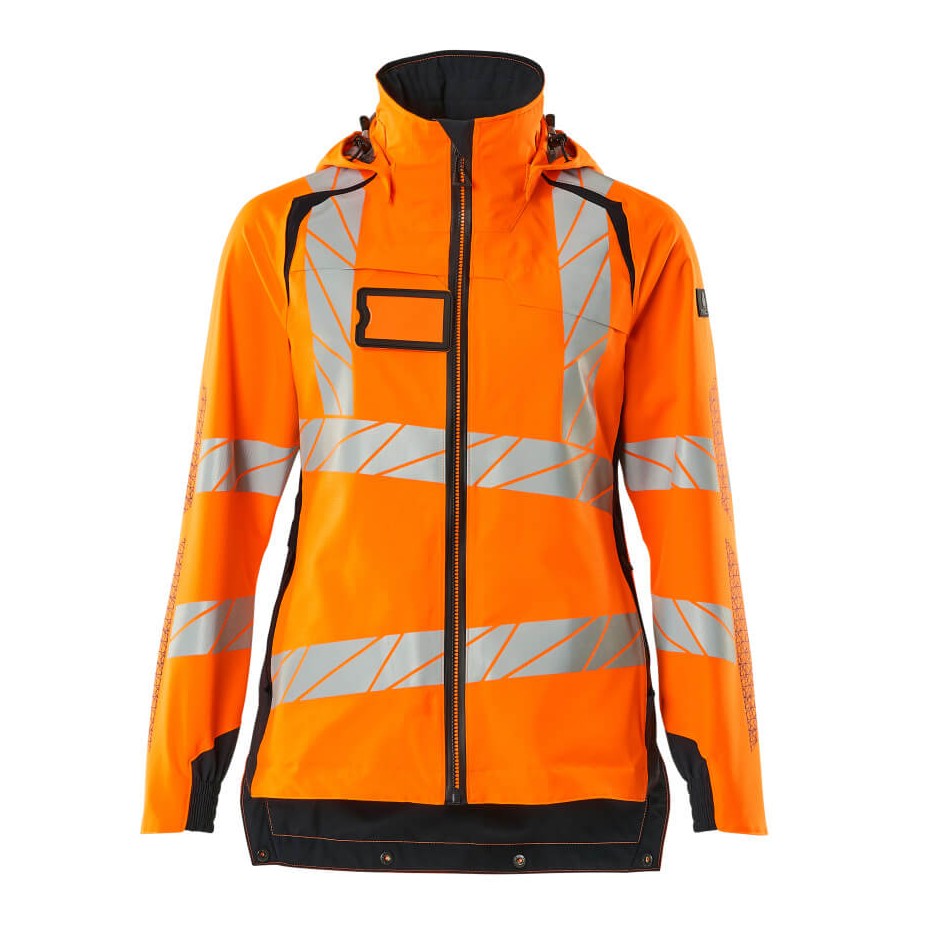 Mascot Accelerate Safe Ladies Lightweight Outer Shell Jacket #colour_hi-vis-orange-dark-navy