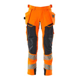 Mascot Accelerate Safe Trousers with Holster Pockets - Hi-Vis Orange/Dark Navy #colour_hi-vis-orange-dark-navy