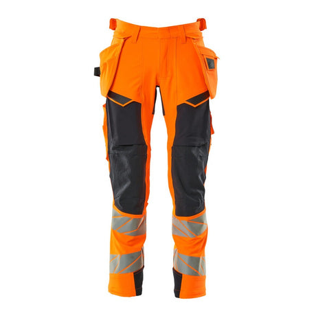 Mascot Accelerate Safe Trousers with Holster Pockets - Hi-Vis Orange/Dark Navy #colour_hi-vis-orange-dark-navy