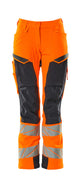 Mascot Accelerate Safe Ladies Diamond Fit Trousers with Kneepad Pockets - Hi-Vis Orange/Navy #colour_hi-vis-orange-navy