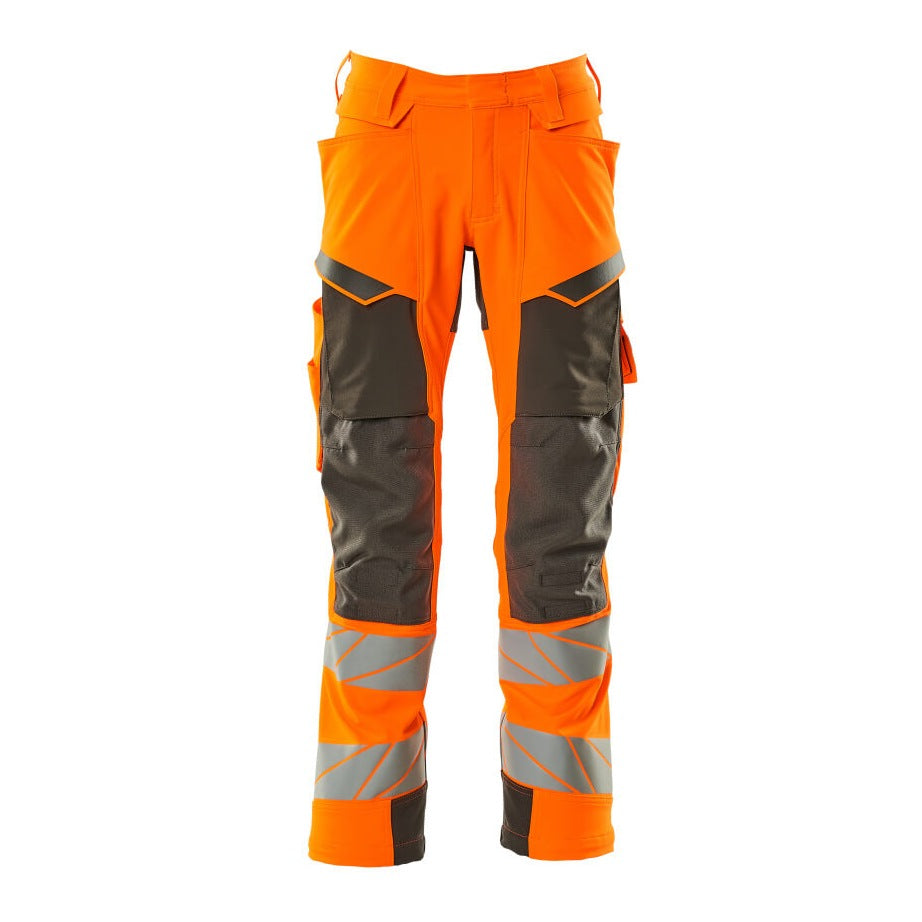 Mascot Accelerate Safe Trousers with Kneepad Pockets - Hi-Vis Orange/Dark Anthracite #colour_hi-vis-orange-dark-anthracite