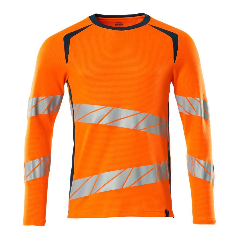 Mascot Accelerate Safe Modern Fit Long-Sleeved T-shirt #colour_hi-vis-orange-dark-petroleum