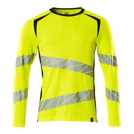 Mascot Accelerate Safe Modern Fit Long-Sleeved T-shirt #colour_hi-vis-yellow-dark-navy