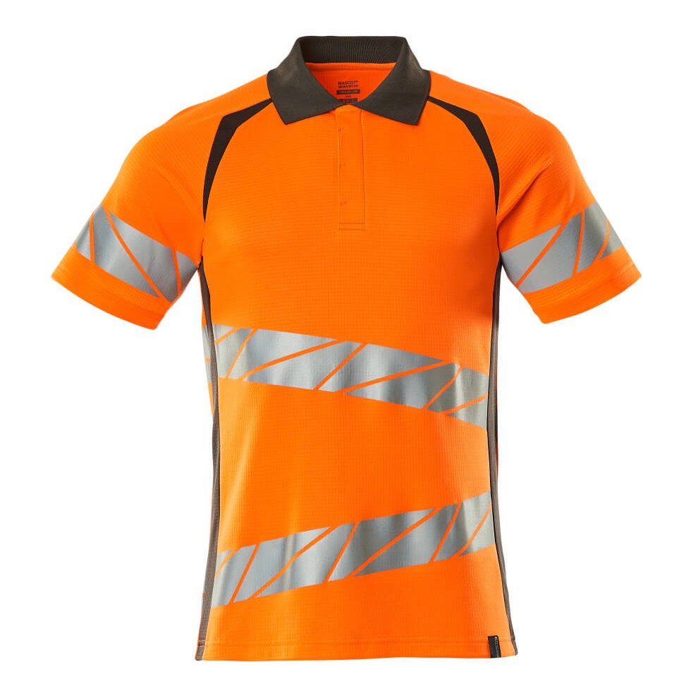 Mascot Accelerate Safe Modern Fit Polo Shirt #colour_hi-vis-orange-dark-anthracite