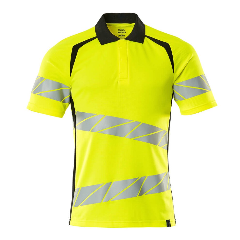 Mascot Accelerate Safe Modern Fit Polo Shirt #colour_hi-vis-yellow-black