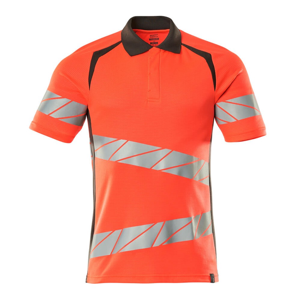 Mascot Accelerate Safe Modern Fit Polo Shirt #colour_hi-vis-red-dark-anthracite