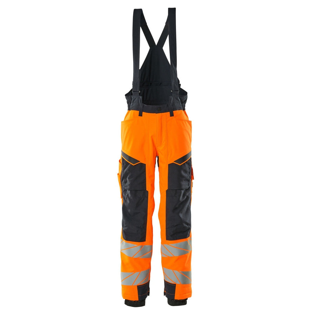 Mascot Accelerate Safe Winter Trousers with Kneepad Pockets #colour_hi-vis-orange-dark-navy