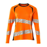 Mascot Accelerate Safe Ladies Fit Long-Sleeved T-shirt #colour_hi-vis-orange-dark-navy