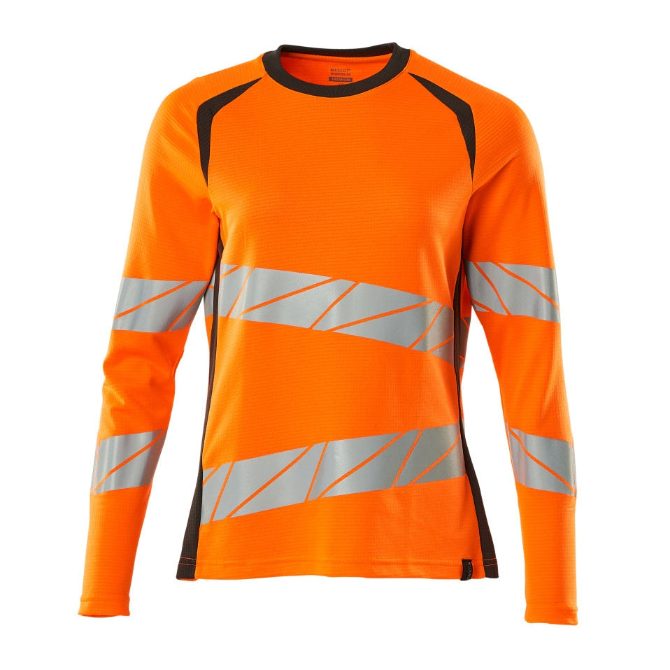 Mascot Accelerate Safe Ladies Fit Long-Sleeved T-shirt #colour_hi-vis-orange-dark-anthracite