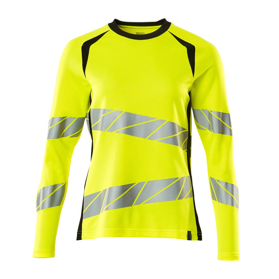 Mascot Accelerate Safe Ladies Fit Long-Sleeved T-shirt #colour_hi-vis-yellow-black