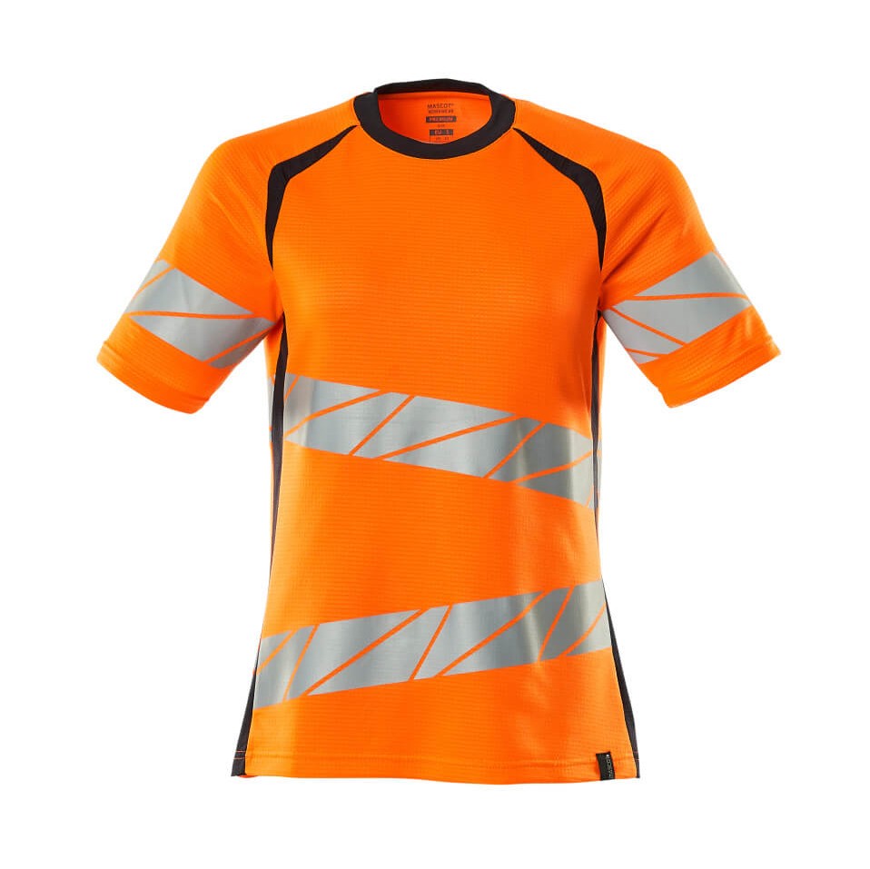 Mascot Accelerate Safe Ladies Fit T-shirt #colour_hi-vis-orange-dark-navy